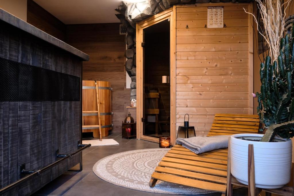 Saunabereich im Ferienhaus Neuseenland